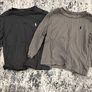 Polo by Ralph Lauren Kids Long Sleeve Tees - Charcoal & Taupe